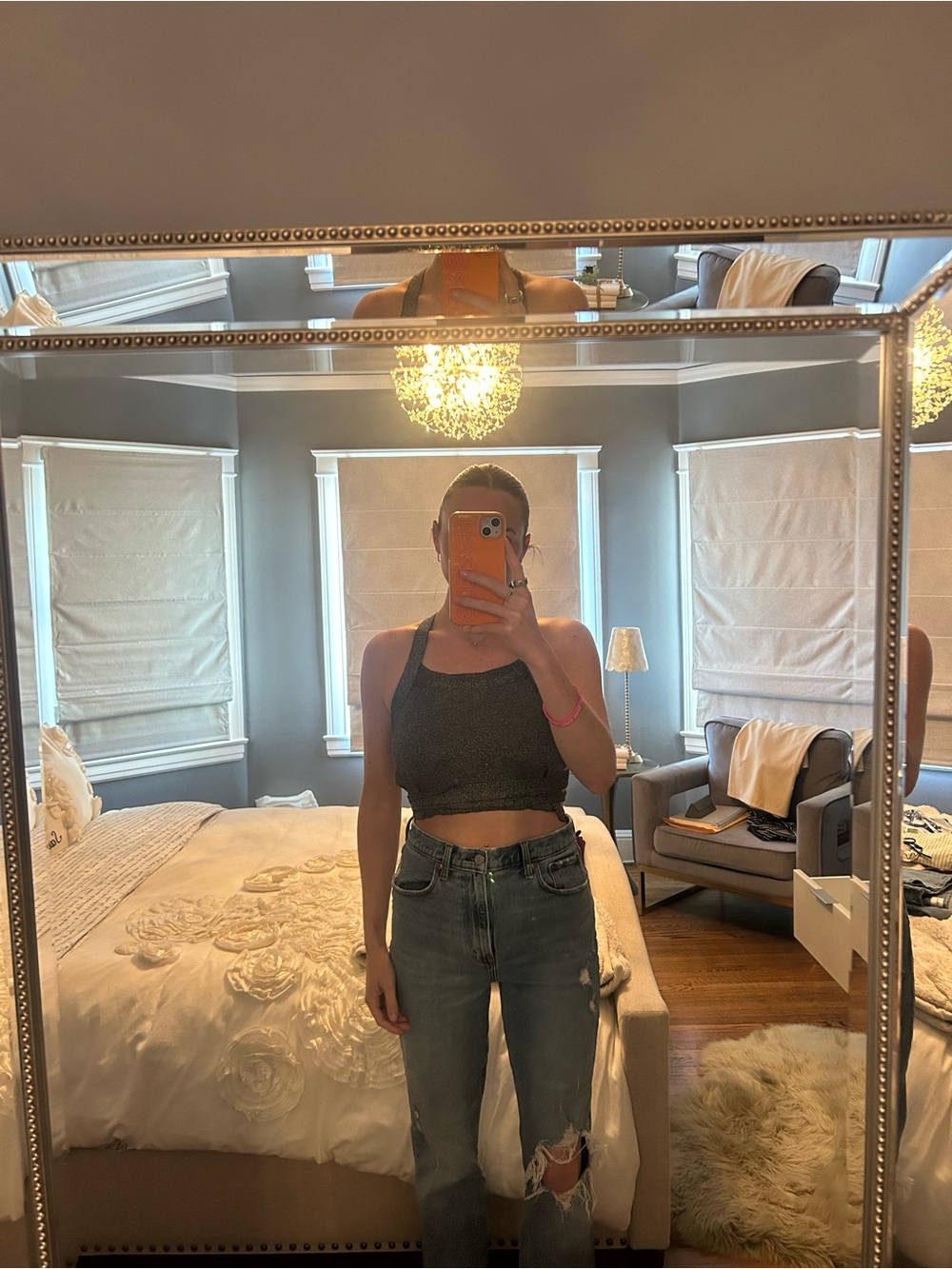 Wilfred Metallic Black Cropped Tank